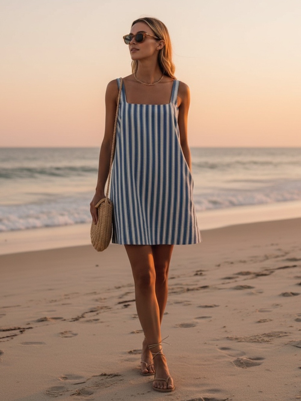 Small Tuckernuck Pomander Place Denim Stripe Cassie Dress